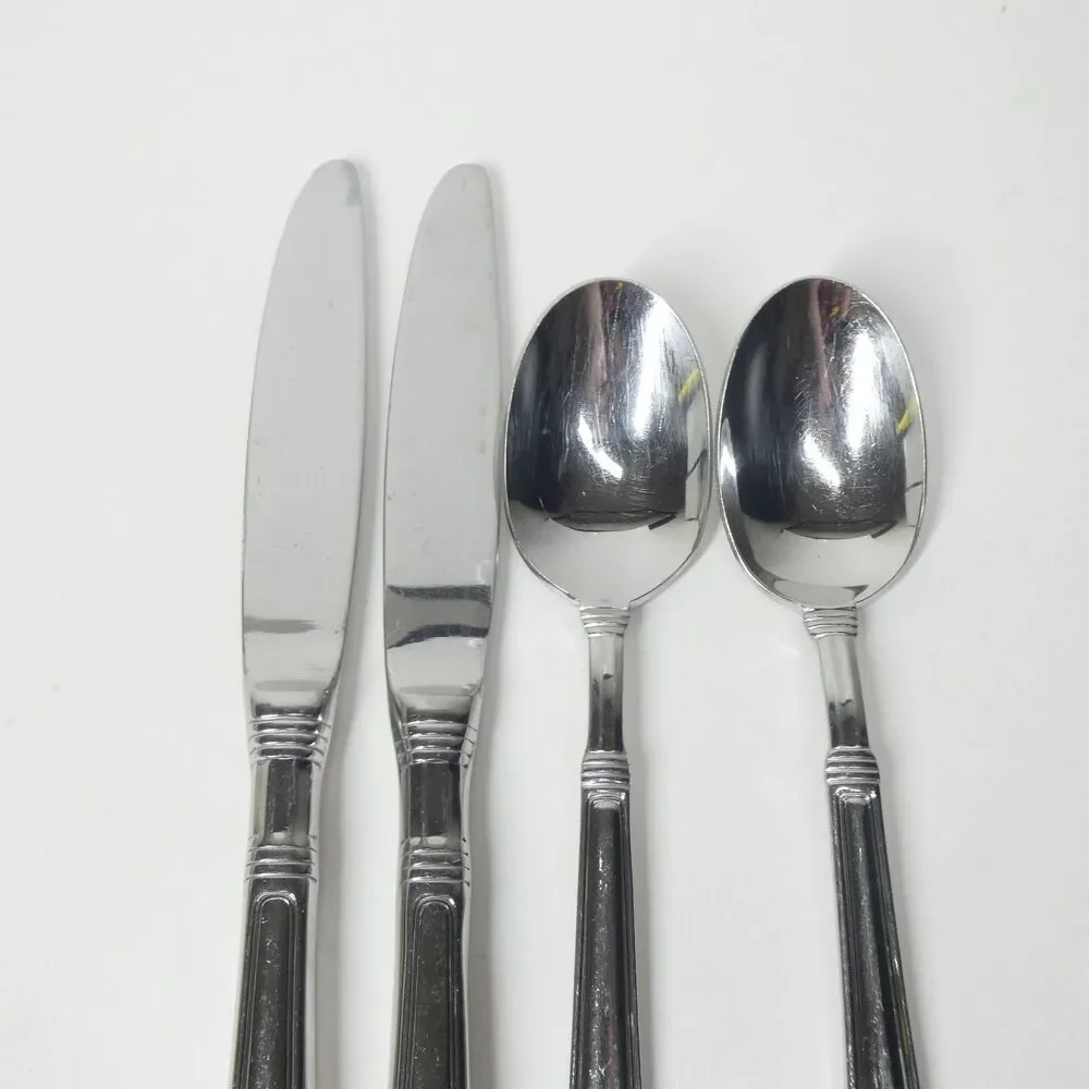Pfaltzgraff Providence 4pc Flatware Lot Soup Spoons Knives Stainless